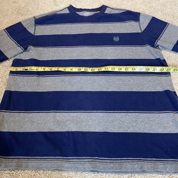 Chaps Striped Pullover Shirt Mens Large Navy 100% Cotton Crewneck Long Sleeve - Picture 4 of 6